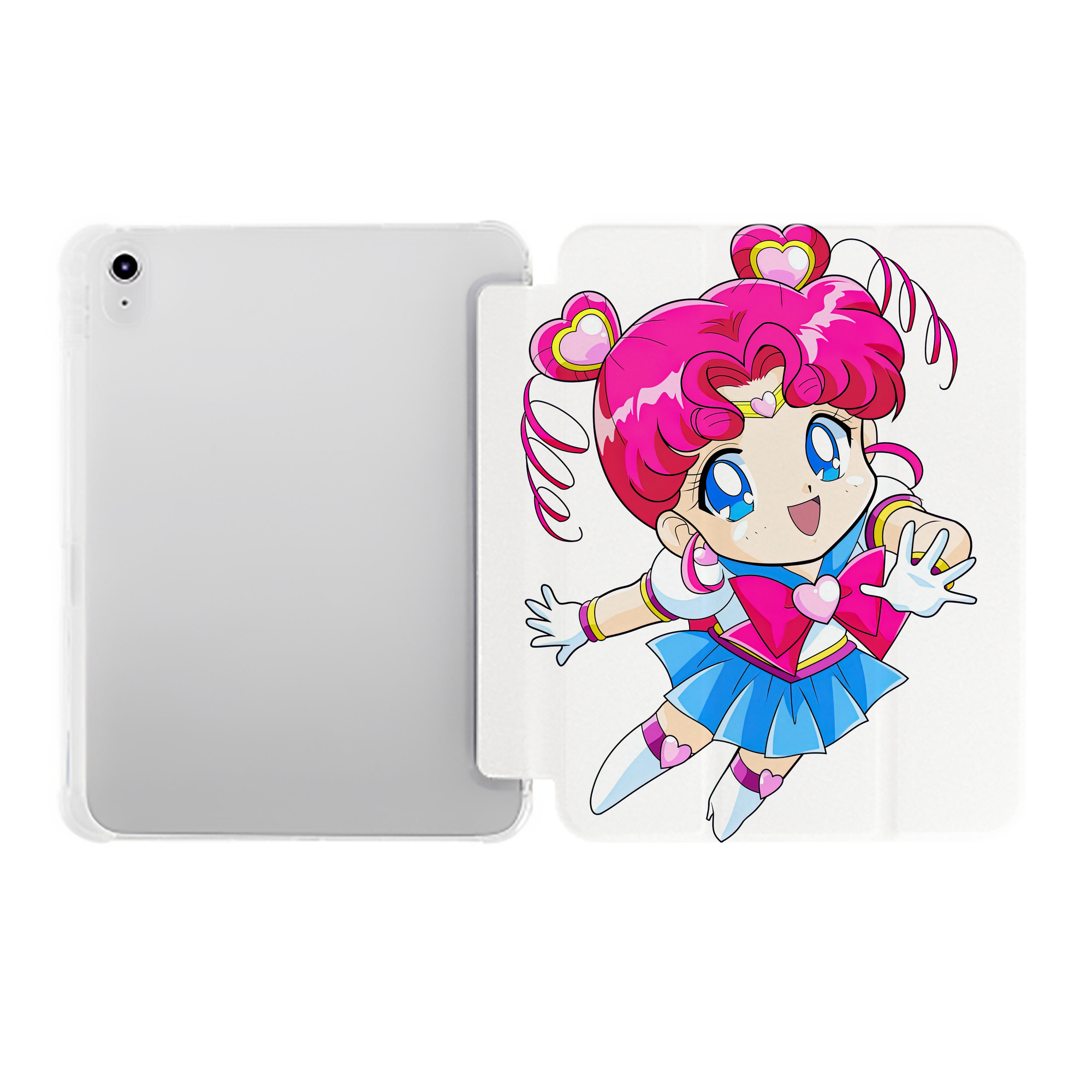 （画像用） 美少女戦士セーラームーン ちびうさ Sailor Moon Chibiusa Tsukino Usagi Small Lady Serenity IPad ケース ペン収納付き 三つ折りスタンド PUレザー×シリコン 対応機種9.5/10.5/10.9インチ